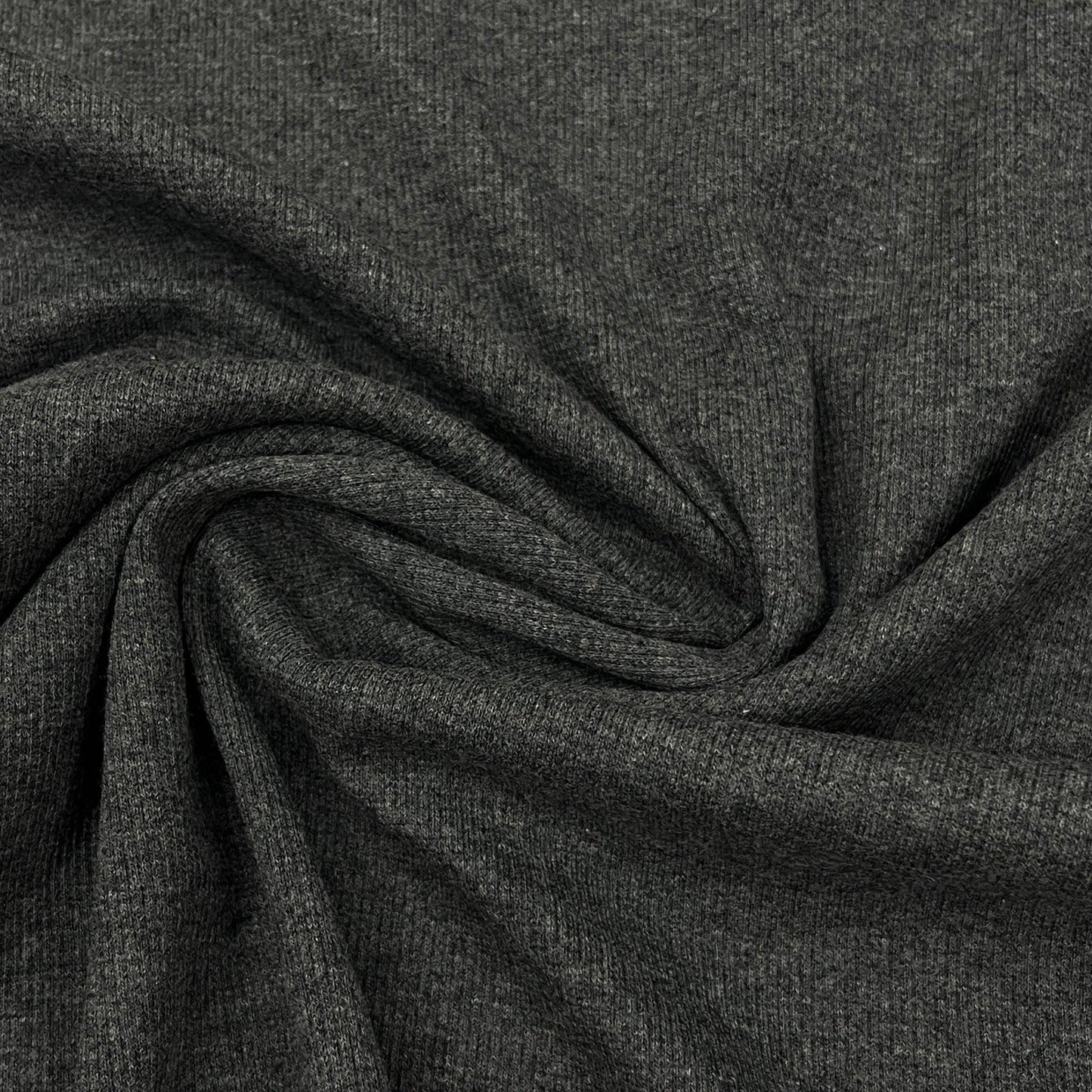 Charcoal Heather 2x2 Organic Cotton Rib Knit Fabric - Nature's Fabrics