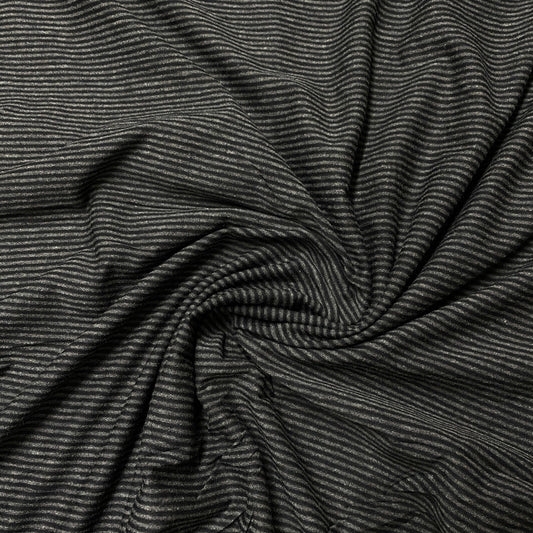 Charcoal Heather and Black 2mm Stripes on Bamboo/Spandex Jersey Fabric - Nature's Fabrics