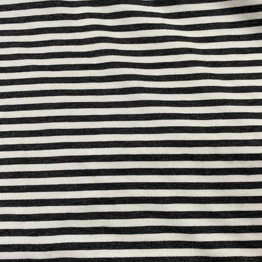 Charcoal Heather and Ivory 4mm Stripes on Bamboo/Spandex Jersey Fabric - Nature's Fabrics