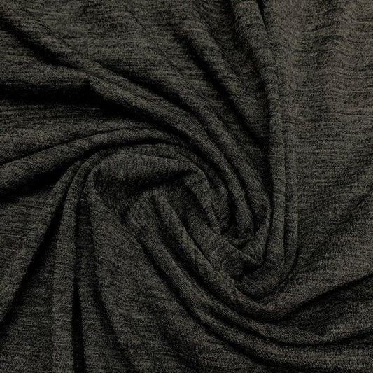 Charcoal Heather Bamboo/Merino Wool Stretch French Terry Fabric - Nature's Fabrics