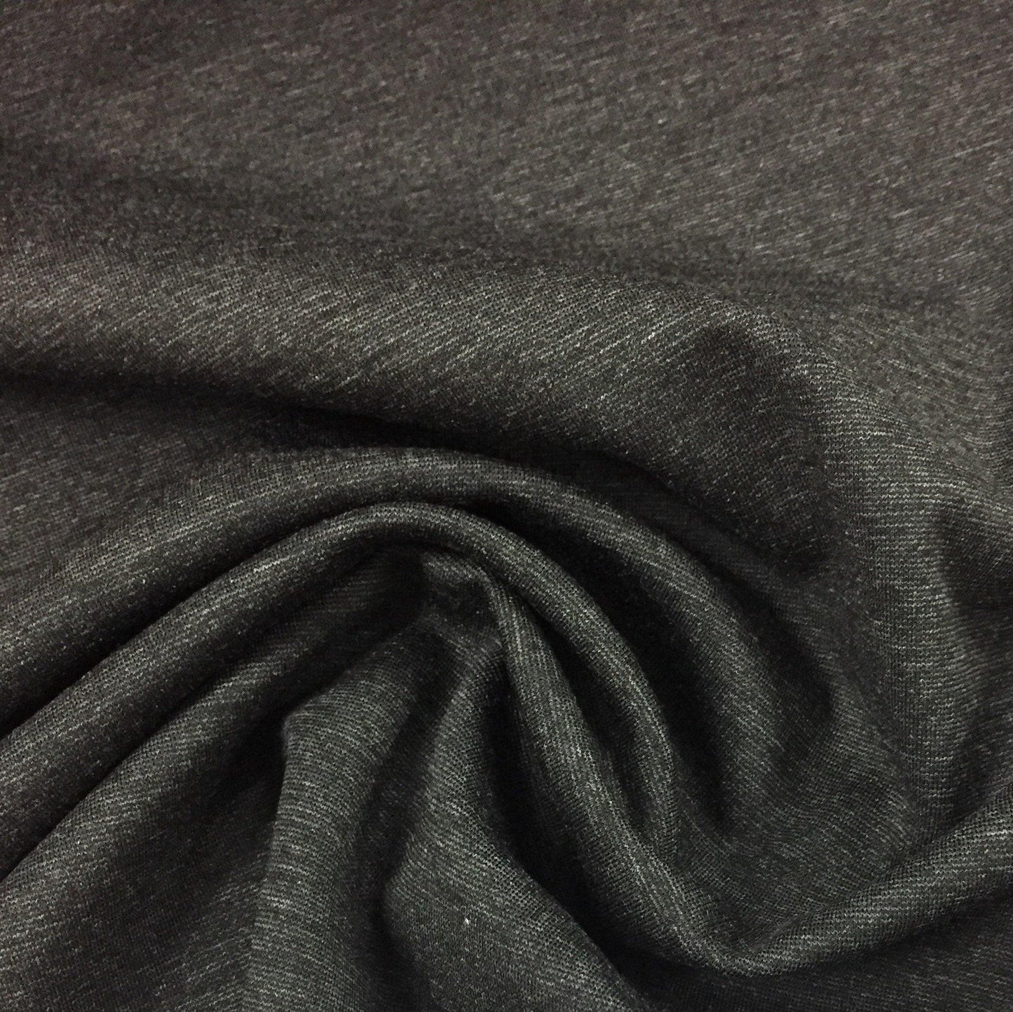 Charcoal Heather Bamboo/Spandex Rib Knit Fabric- 300 GSM - Nature's Fabrics