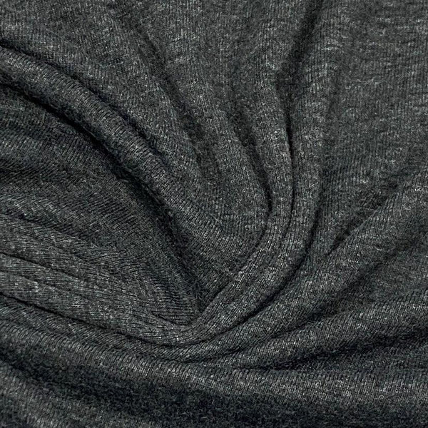 Charcoal Heather Cotton Rib Knit Fabric