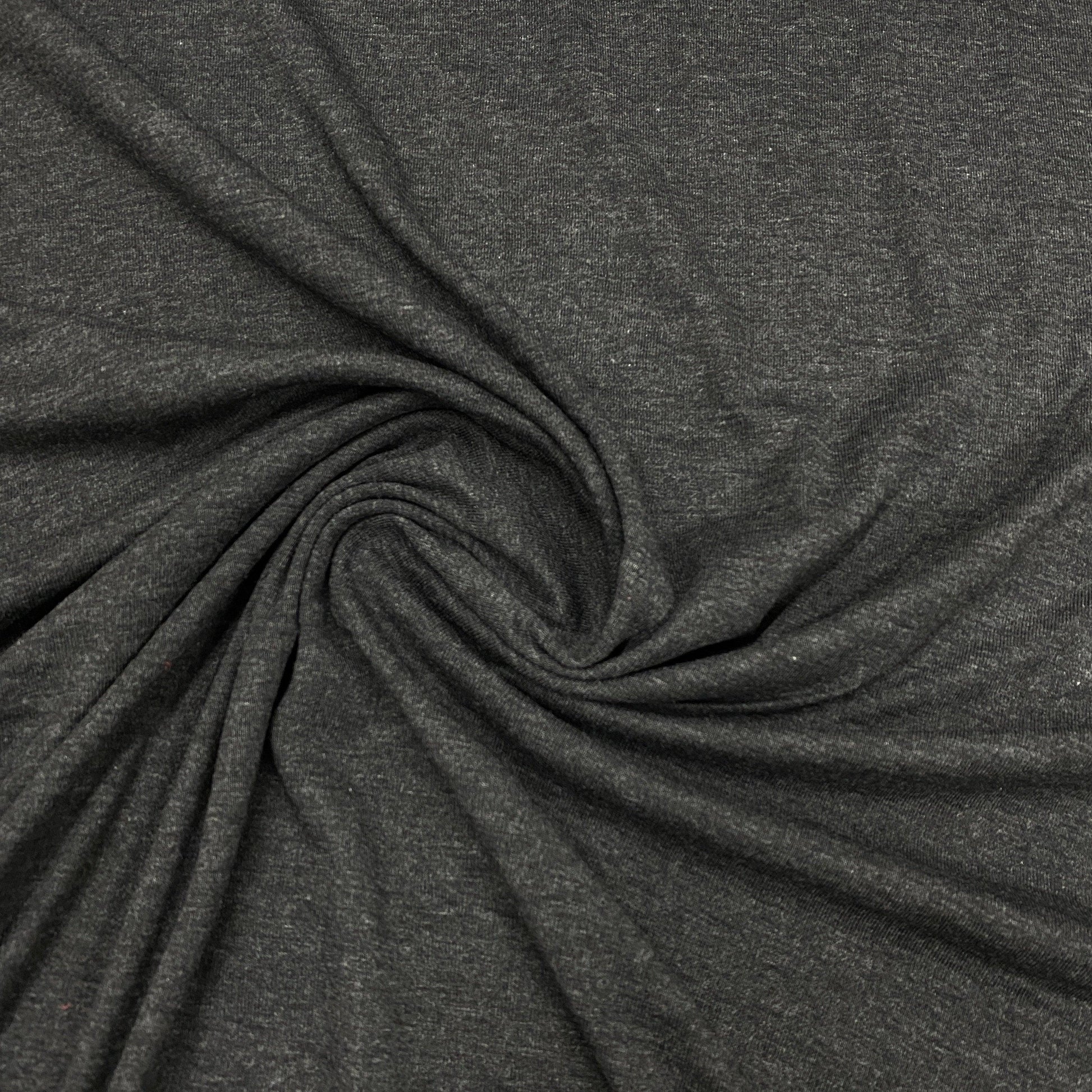 Charcoal Heather Organic Cotton Rib Knit Fabric - Nature's Fabrics