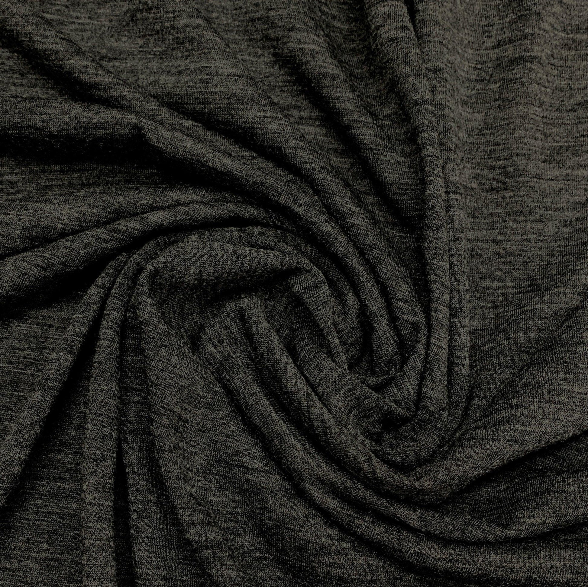 Charcoal Heather Superfine Merino Wool Jersey Fabric - Nature's Fabrics
