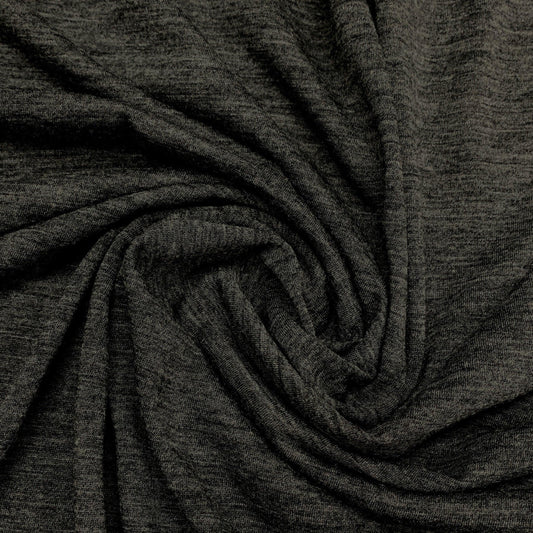 Charcoal Heather Superfine Merino Wool Jersey Fabric - Nature's Fabrics