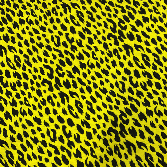 Cheetah on Yellow Cotton Jersey Fabric - Nature's Fabrics