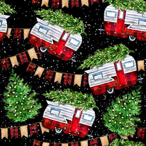 Christmas Tree Campers 1 mil PUL Fabric - Made in the USA - Nature's Fabrics