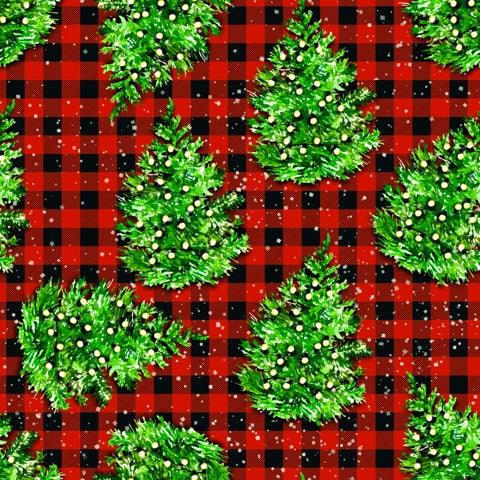 Christmas Tree Plaid 1 mil PUL Fabric - Made in the USA - Nature's Fabrics