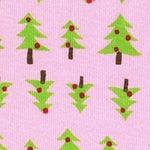 Christmas Trees on Pink Cotton Rib Knit