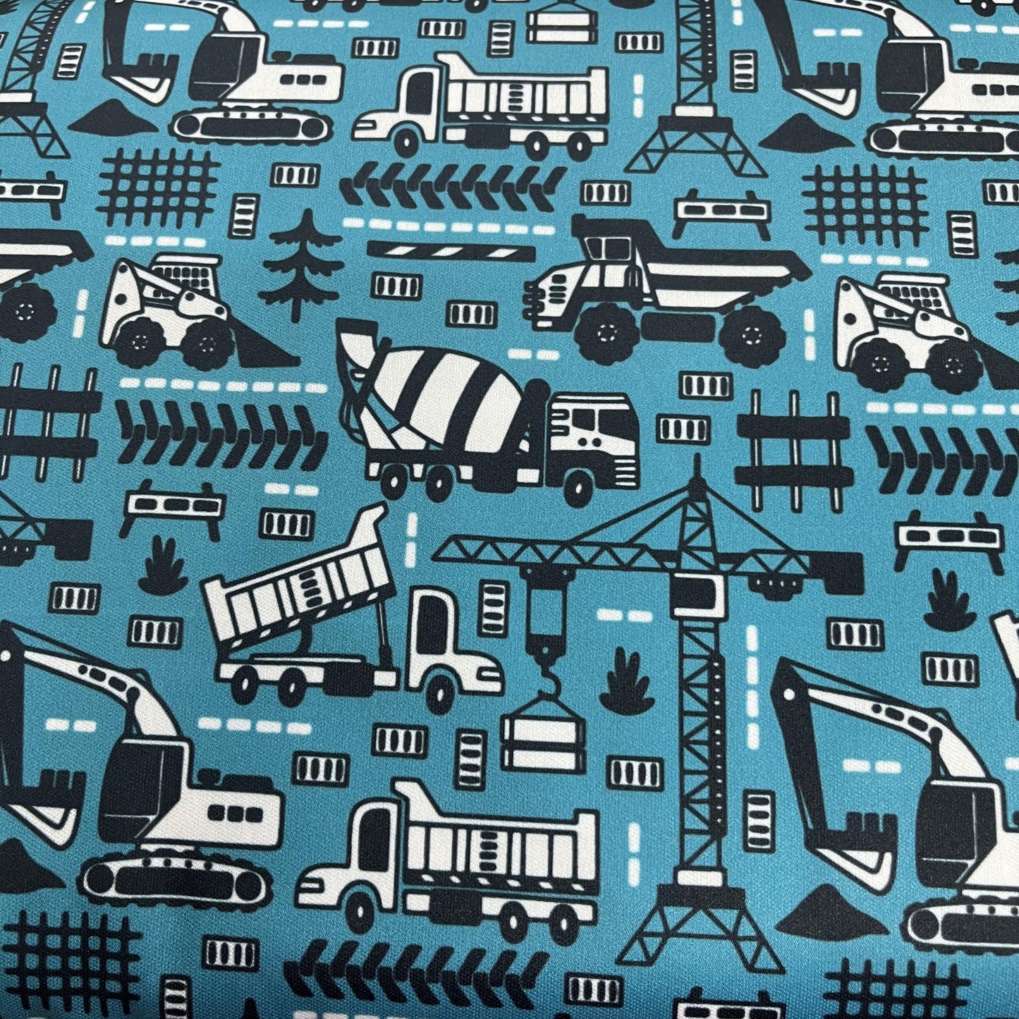 Construction on Teal 1 mil PUL Fabric - Made in the USA - Nature's Fabrics