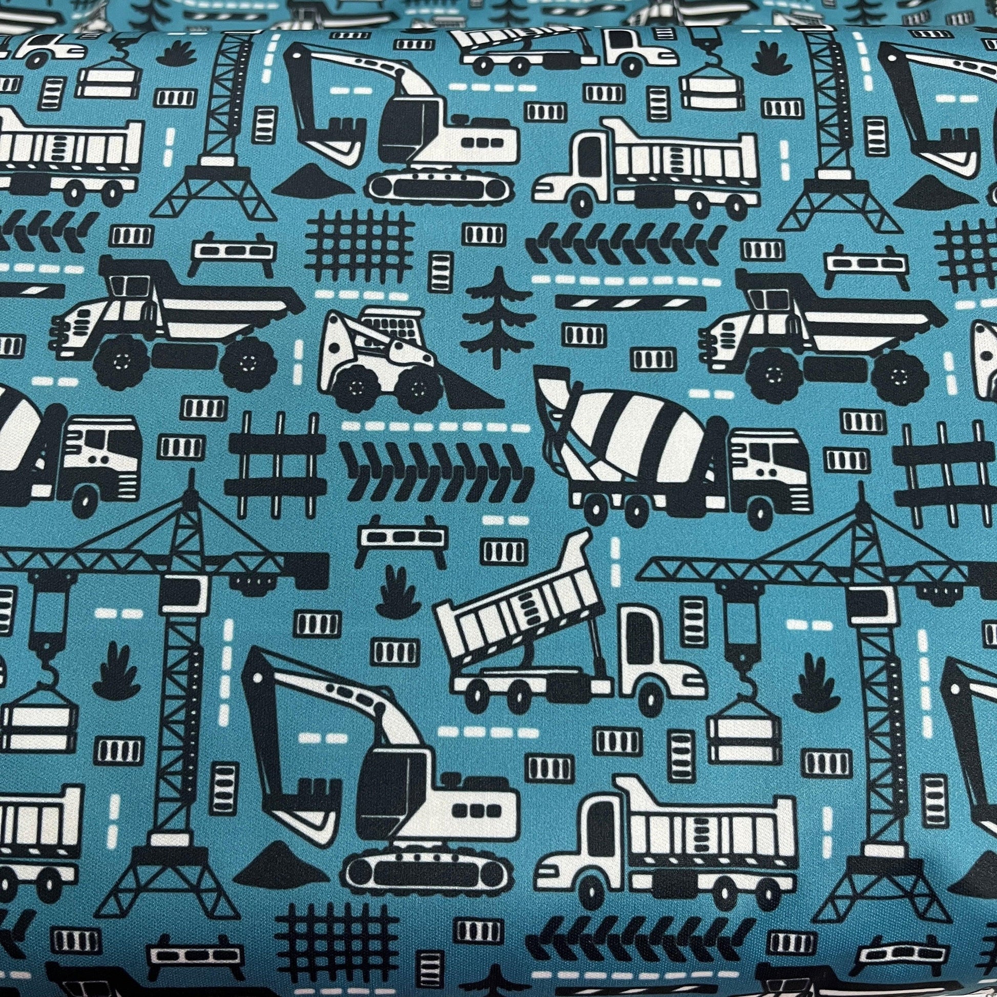 Construction on Teal 1 mil PUL Fabric - Made in the USA - Nature's Fabrics