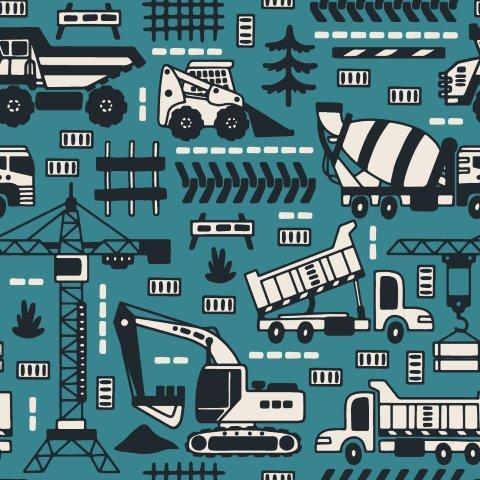 Construction on Teal 1 mil PUL Fabric - Made in the USA - Nature's Fabrics