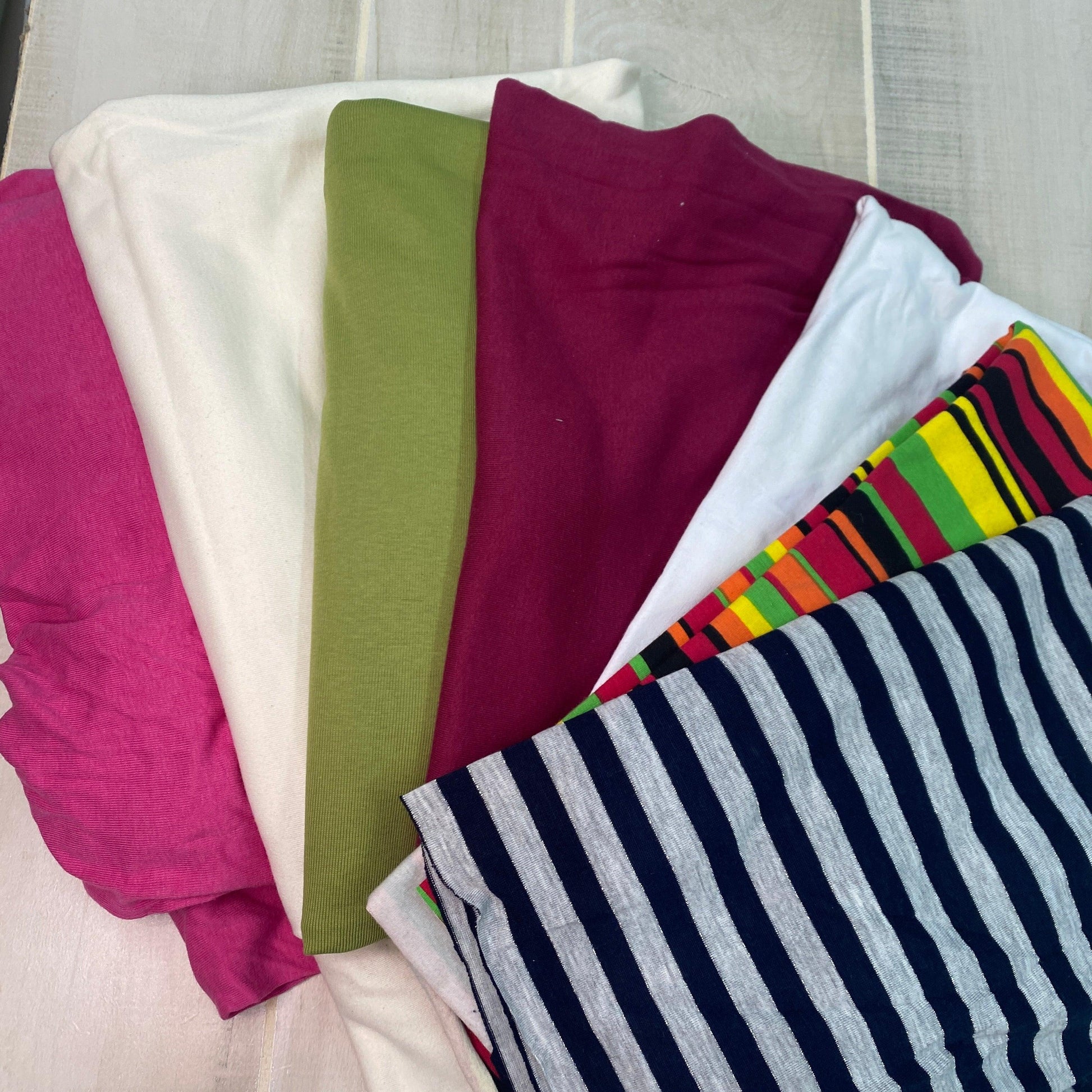 Cotton Jersey Fabric - Printed and Solid- 5 yard Bundle - Nature's Fabrics