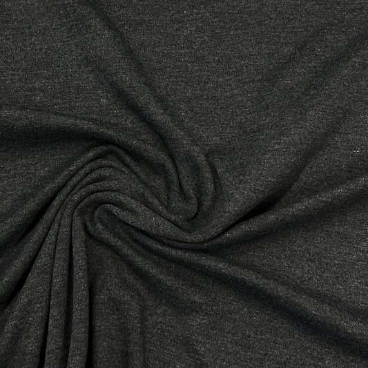 Dark Charcoal Heather Cotton Interlock Fabric - Nature's Fabrics