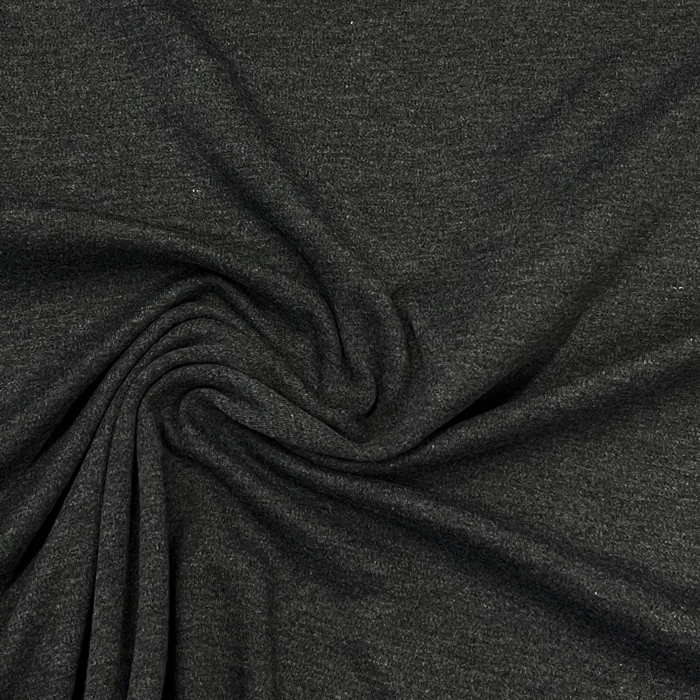 Dark Charcoal Heather Cotton Interlock Fabric - Nature's Fabrics