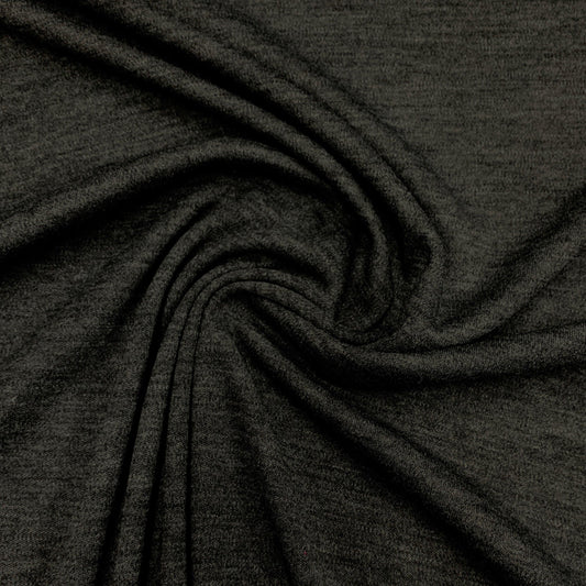 Dark Charcoal Merino Wool/Polyester Interlock Fabric - Nature's Fabrics