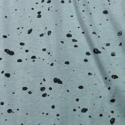 Dark Gray Splatter on Medium Blue on Organic Cotton Jersey Fabric - Nature's Fabrics