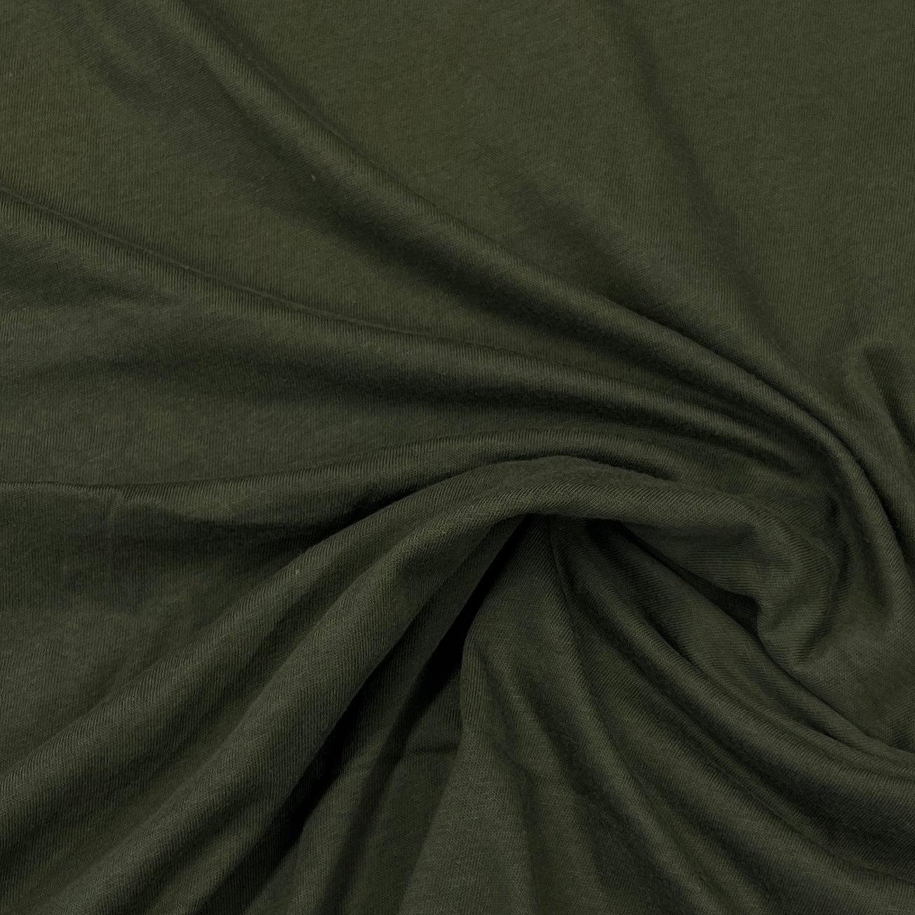 Dark Olive Cotton Jersey Fabric - Nature's Fabrics