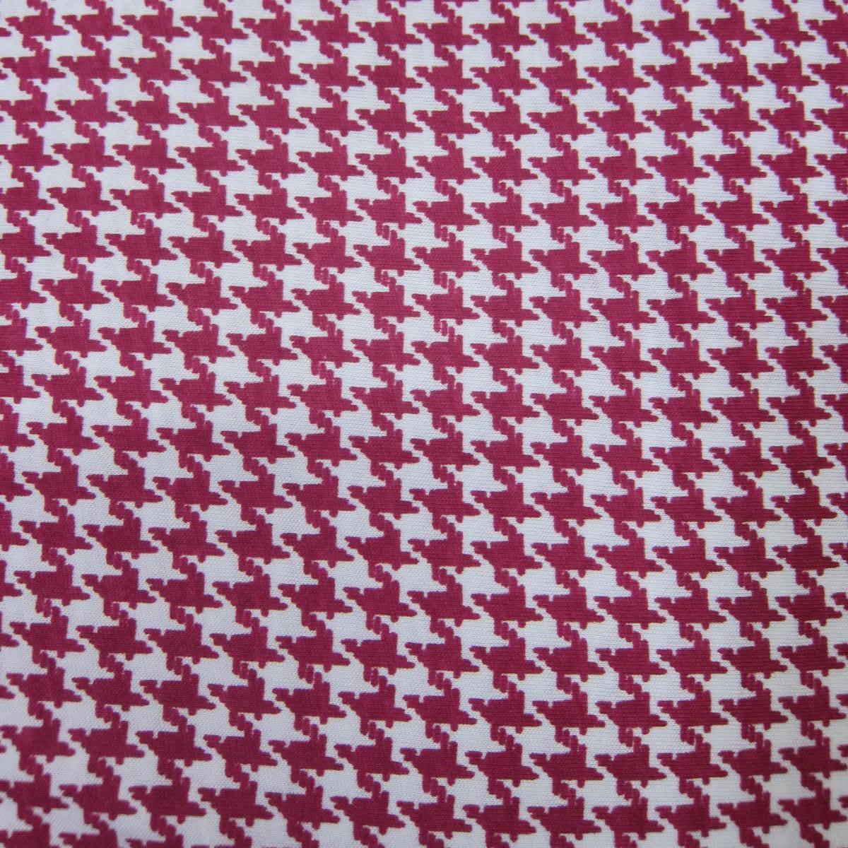 Dark Pink and White Houndstooth on Cotton/Poly Jersey