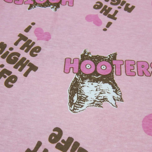 David & Goliath I love The Night Life-Hooters on Pink Cotton Jersey Fabric - Nature's Fabrics