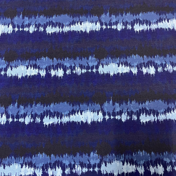 Denim Blue Banana Tie Dye Prints on Crepon Fabric by the Yard