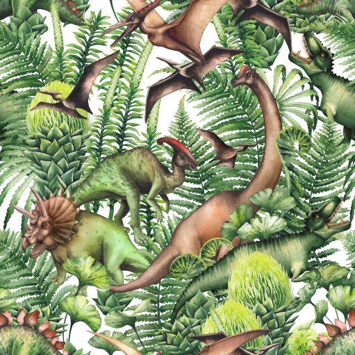 Dinosaurs in the Jungle 1 mil PUL Fabric - Made in the USA - Nature's Fabrics