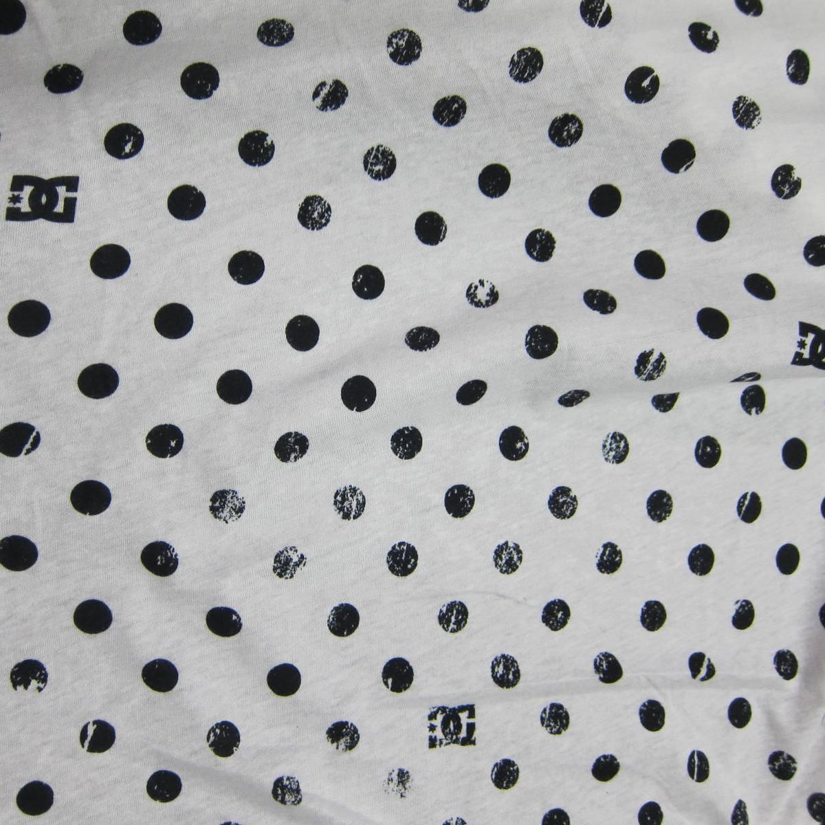 Distressed Black Dots on White Cotton/Poly Jersey