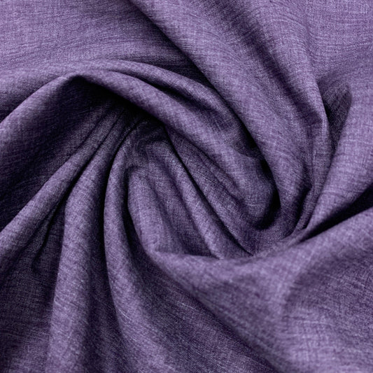 Eggplant Heather Hemp Blend Chambray Fabric - Nature's Fabrics
