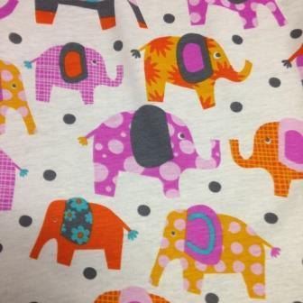 Elephants on Cotton Rib Knit Fabric - Nature's Fabrics