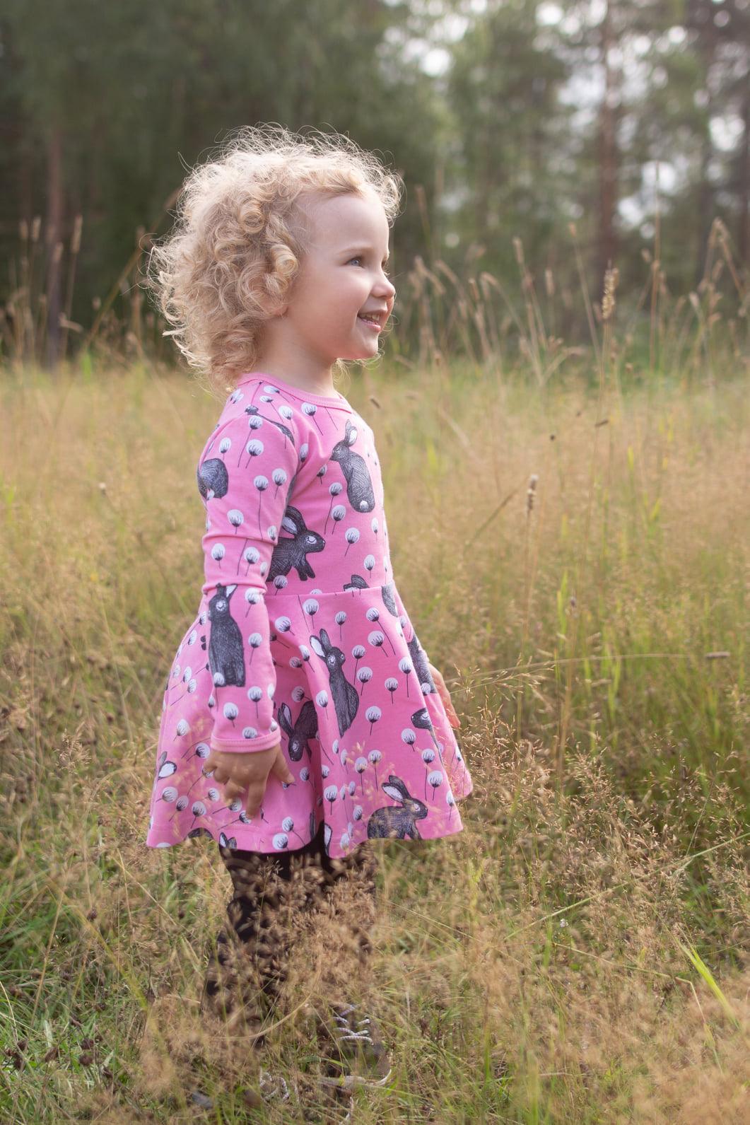 Elli on Light Pink Organic Cotton/Spandex Jersey Fabric - Nature's Fabrics