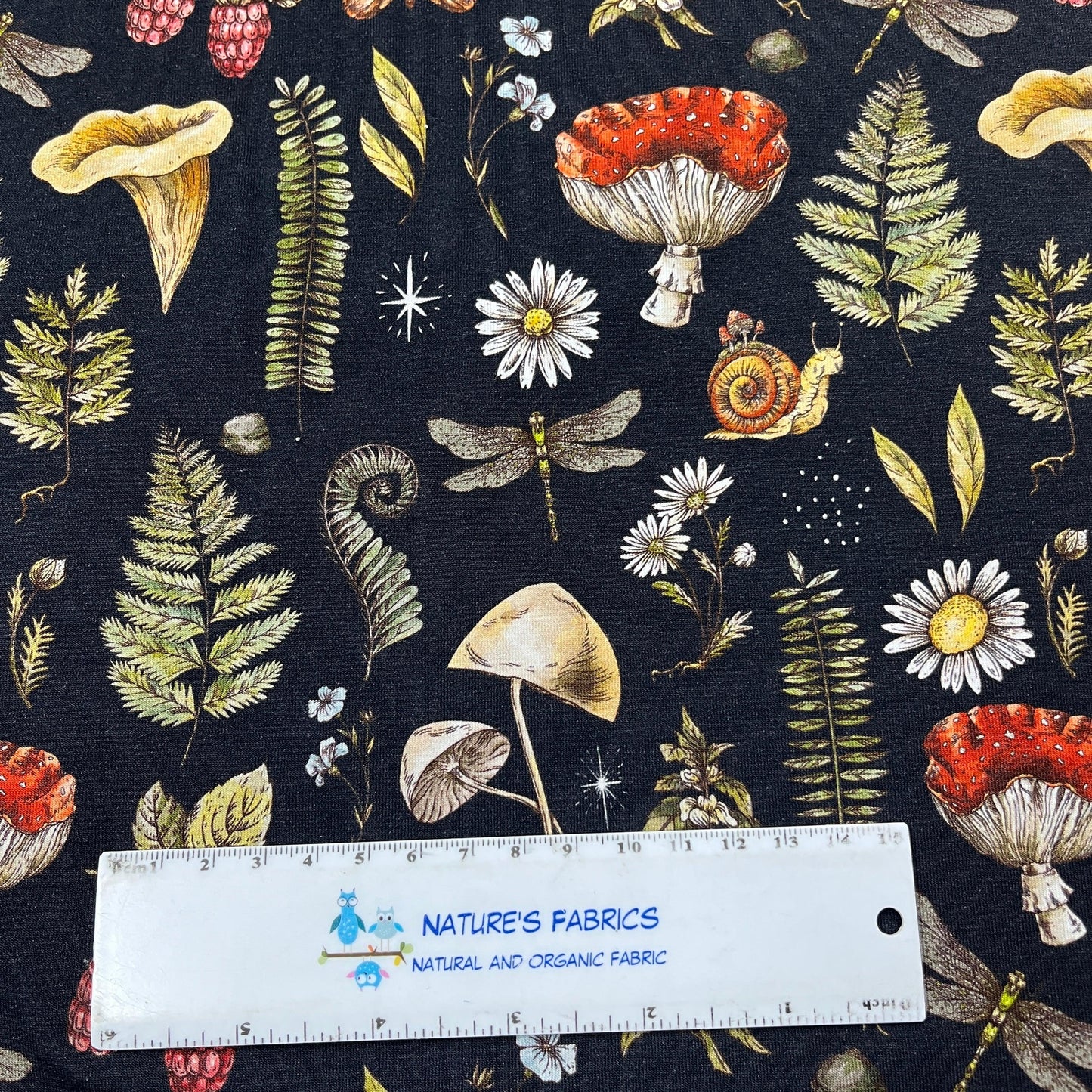 Floral and Fauna on Bamboo/Spandex Jersey Fabric - Nature's Fabrics