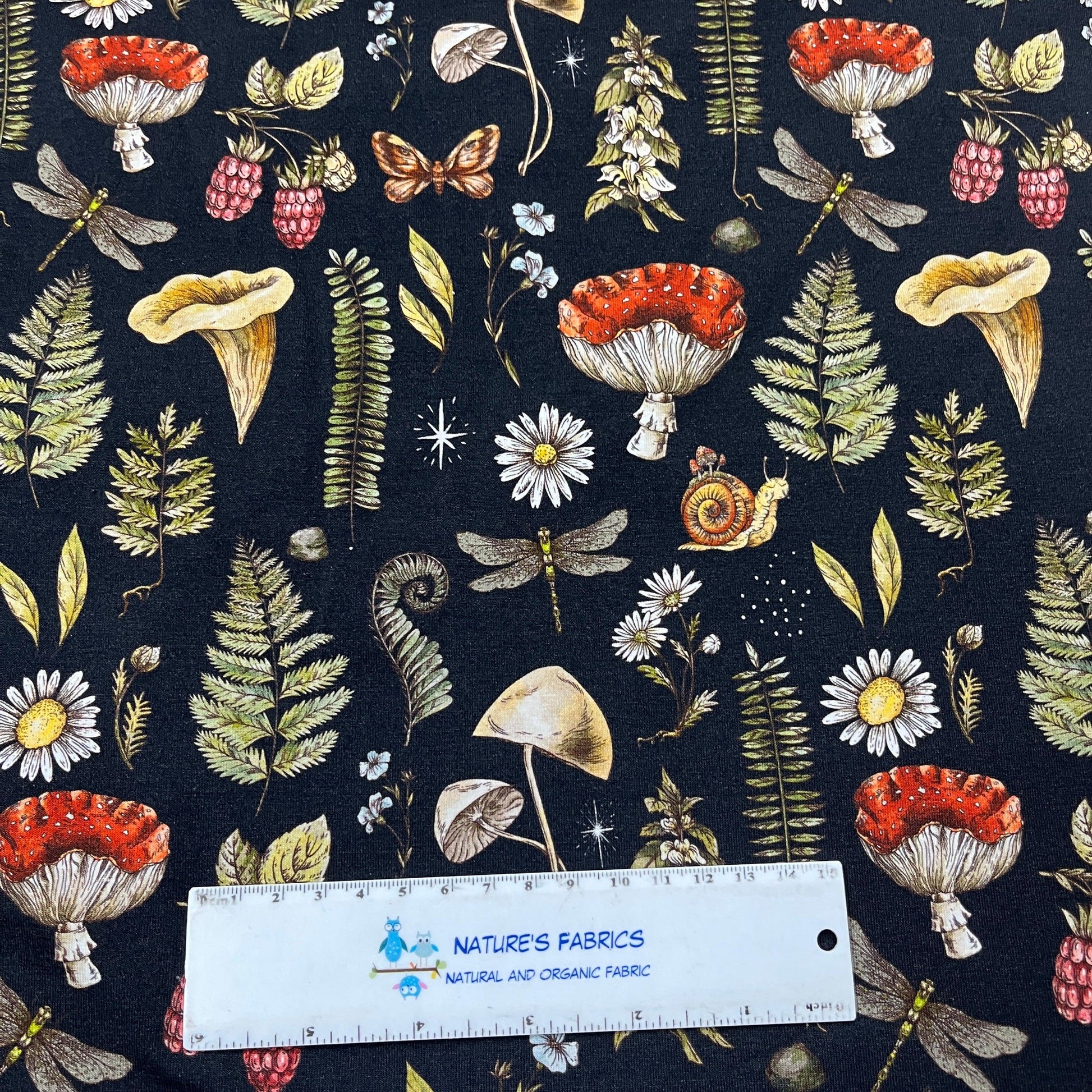 Floral and Fauna on Bamboo/Spandex Jersey Fabric - Nature's Fabrics