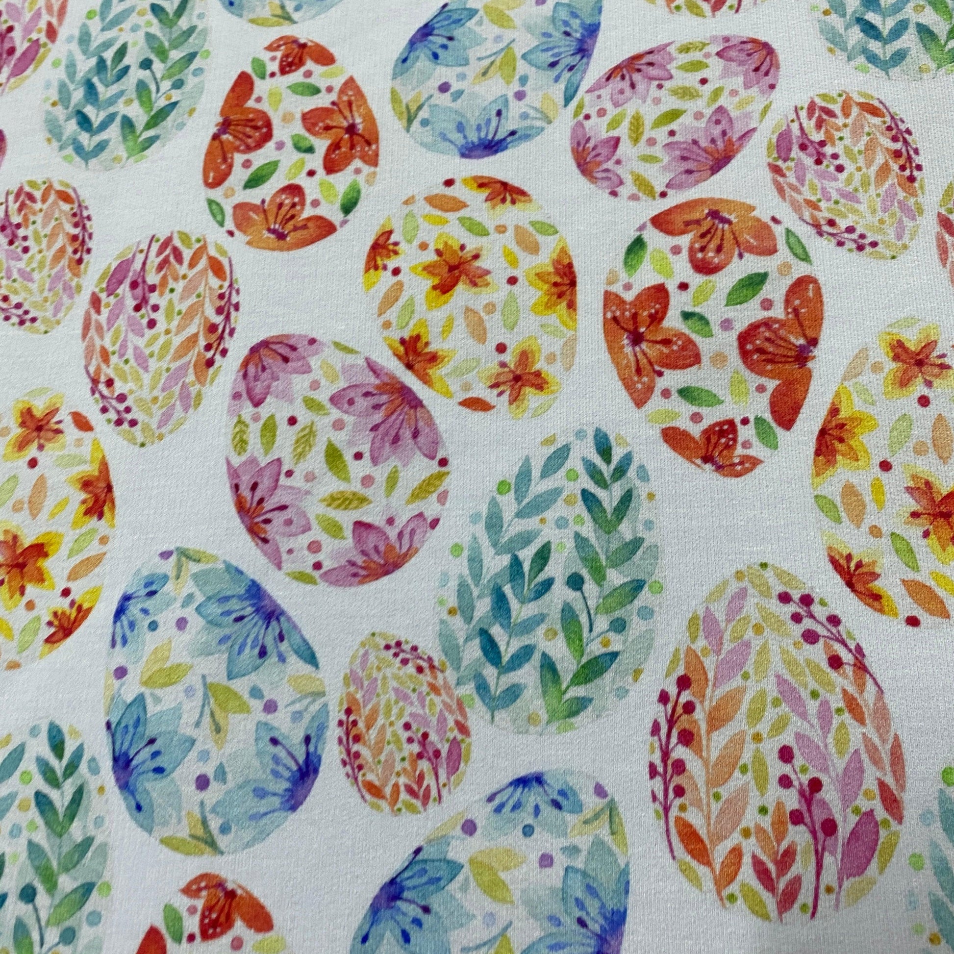 Floral Eggs on Bamboo/Spandex Jersey Fabric - Nature's Fabrics