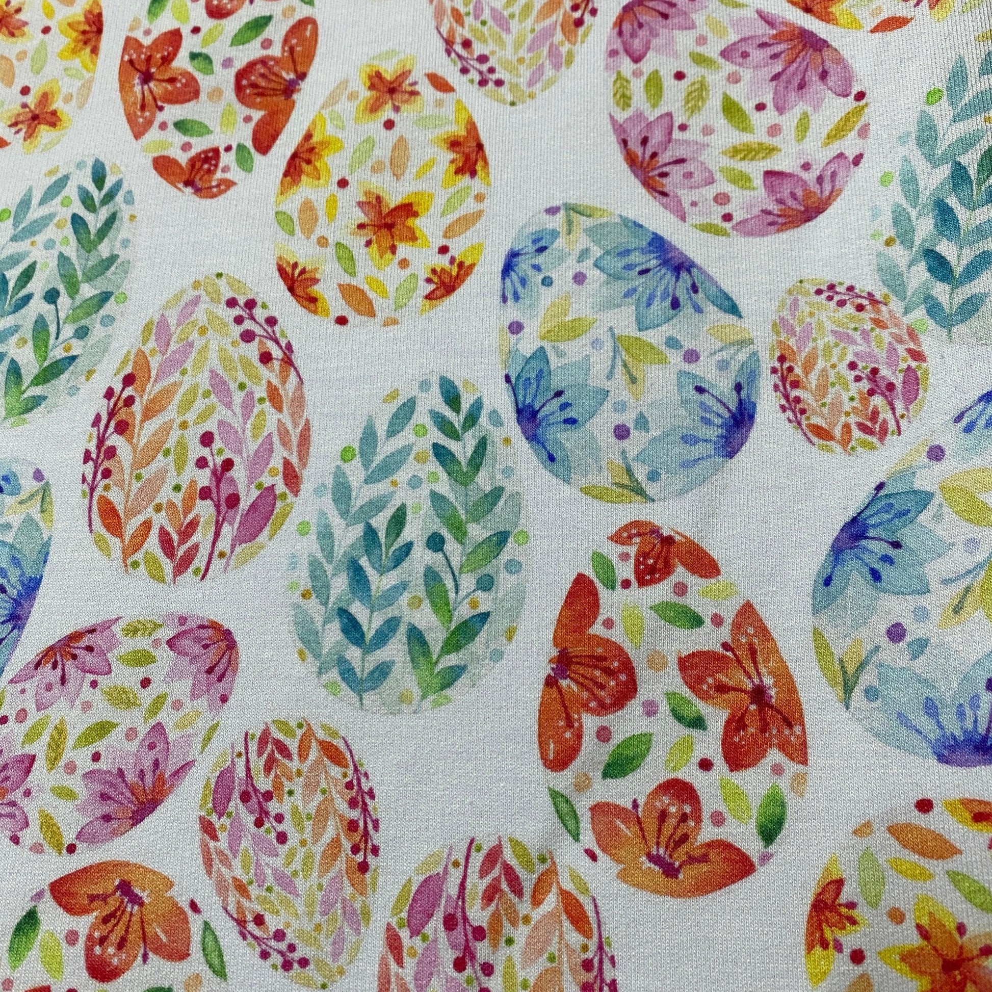 Floral Eggs on Bamboo/Spandex Jersey Fabric - Nature's Fabrics