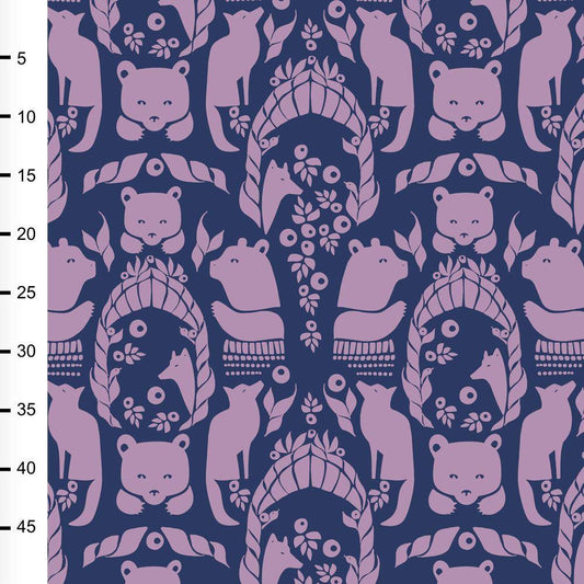 Gates of Pohjola on Blueberry Organic Cotton/Spandex Jersey Fabric - Nature's Fabrics