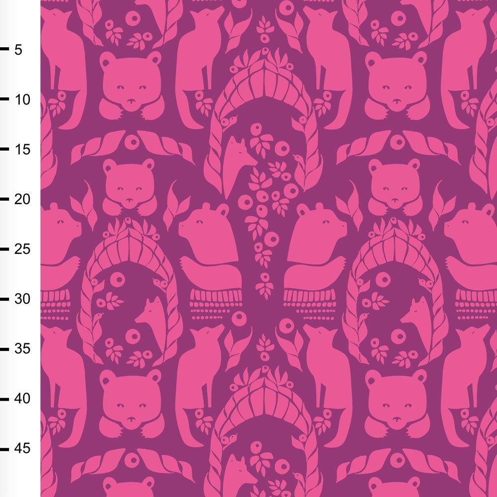 Gates of Pohjola on Purple Organic Cotton/Spandex Jersey Fabric - Nature's Fabrics