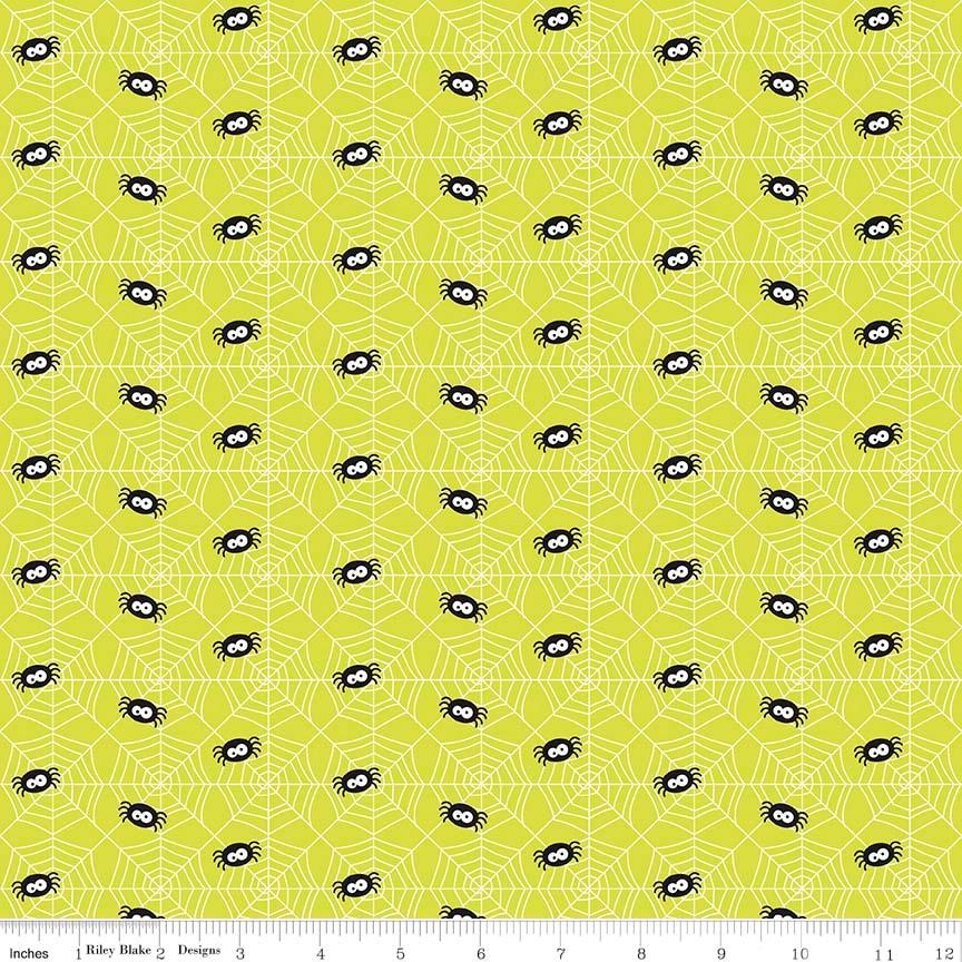 Ghouls Spider on Lime Cotton/Spandex Jersey Fabric - Nature's Fabrics