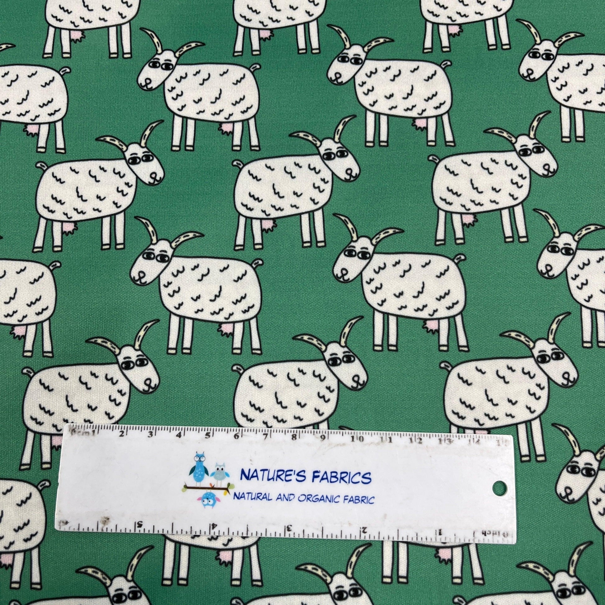 Goats on Green 1 mil PUL Fabric- Made in the USA - Nature's Fabrics