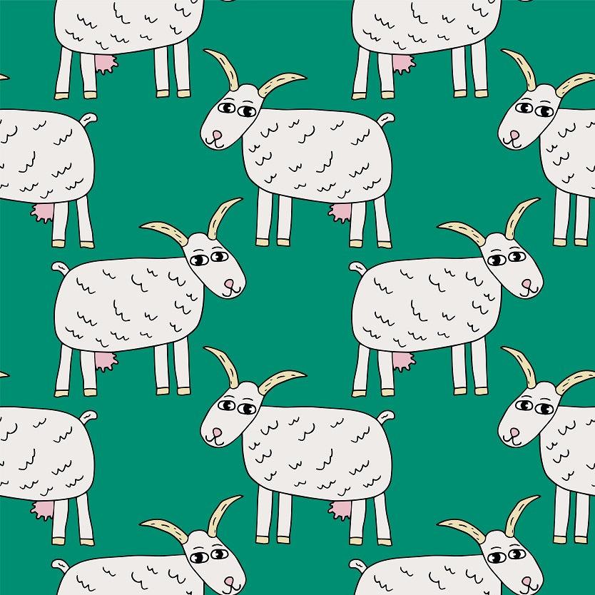 Goats on Green 1 mil PUL Fabric- Made in the USA - Nature's Fabrics