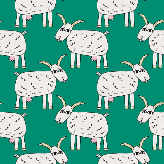 Goats on Green 1 mil PUL Fabric- Made in the USA - Nature's Fabrics