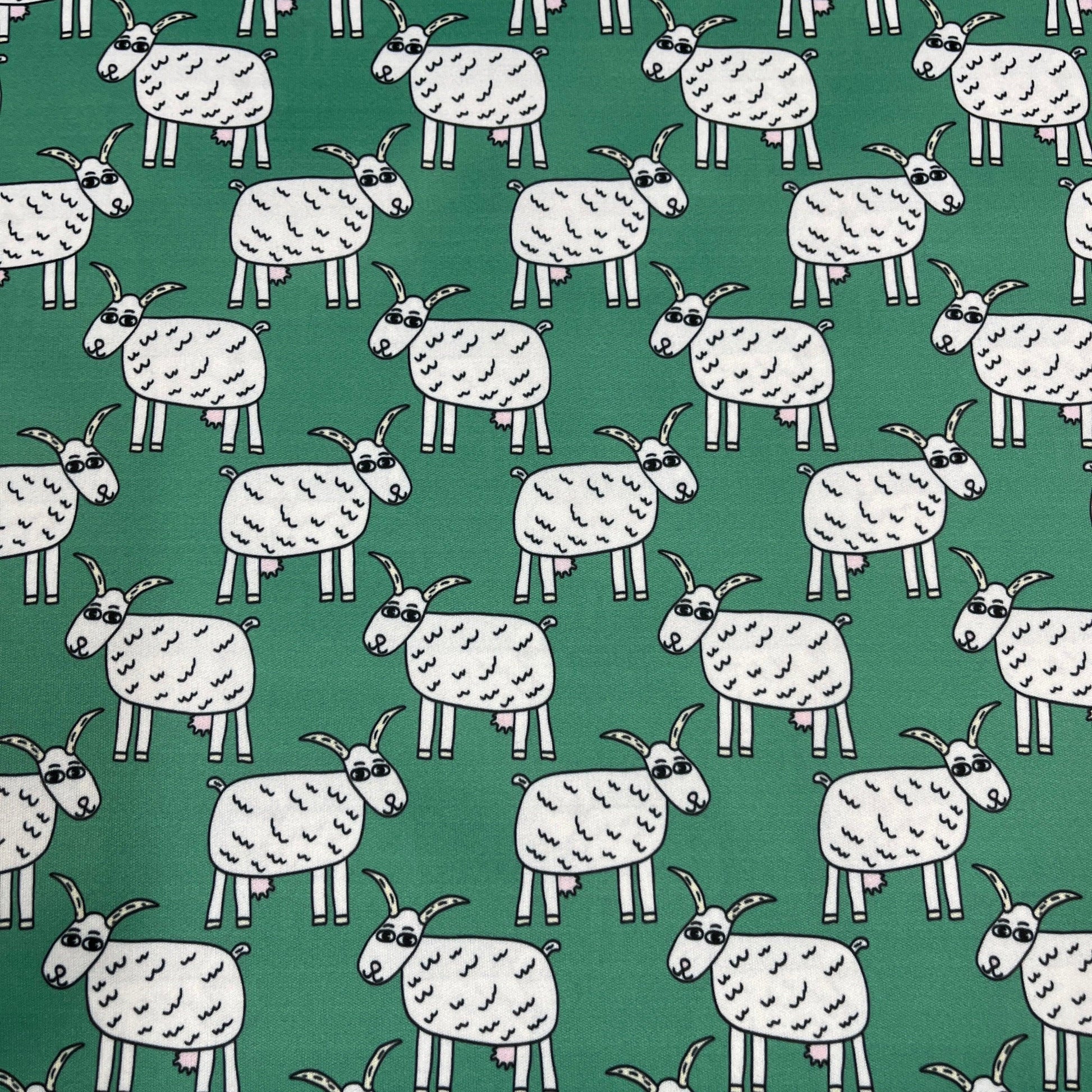 Goats on Green 1 mil PUL Fabric- Made in the USA - Nature's Fabrics