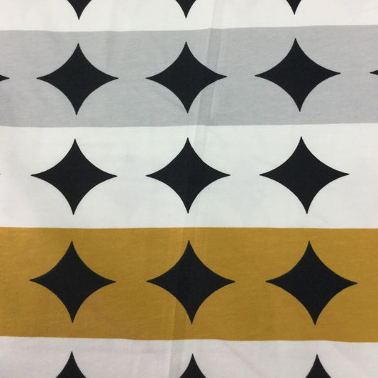Gold and Gray Dot Stripes on Organic Cotton/Spandex Jersey