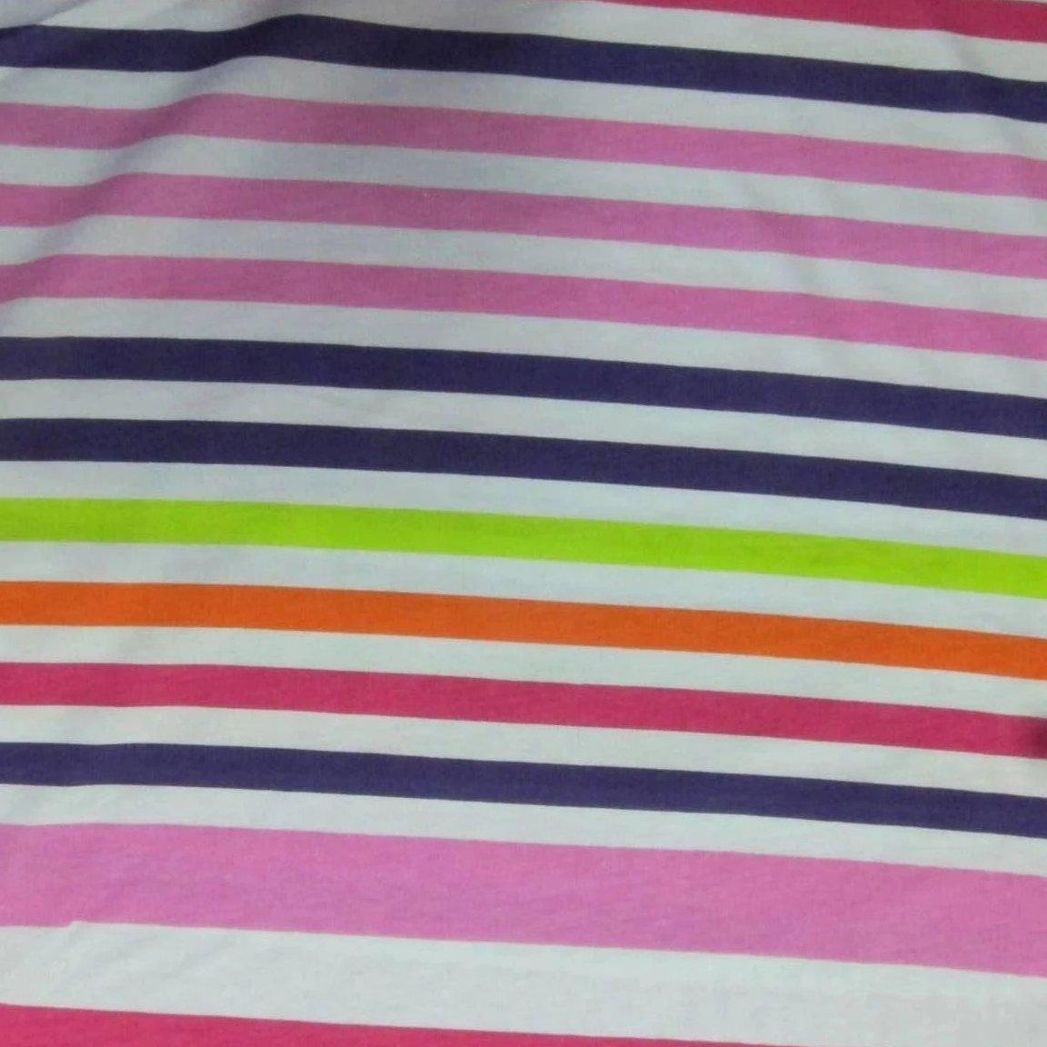 Graduated Rainbow Stripe on White Cotton Jersey