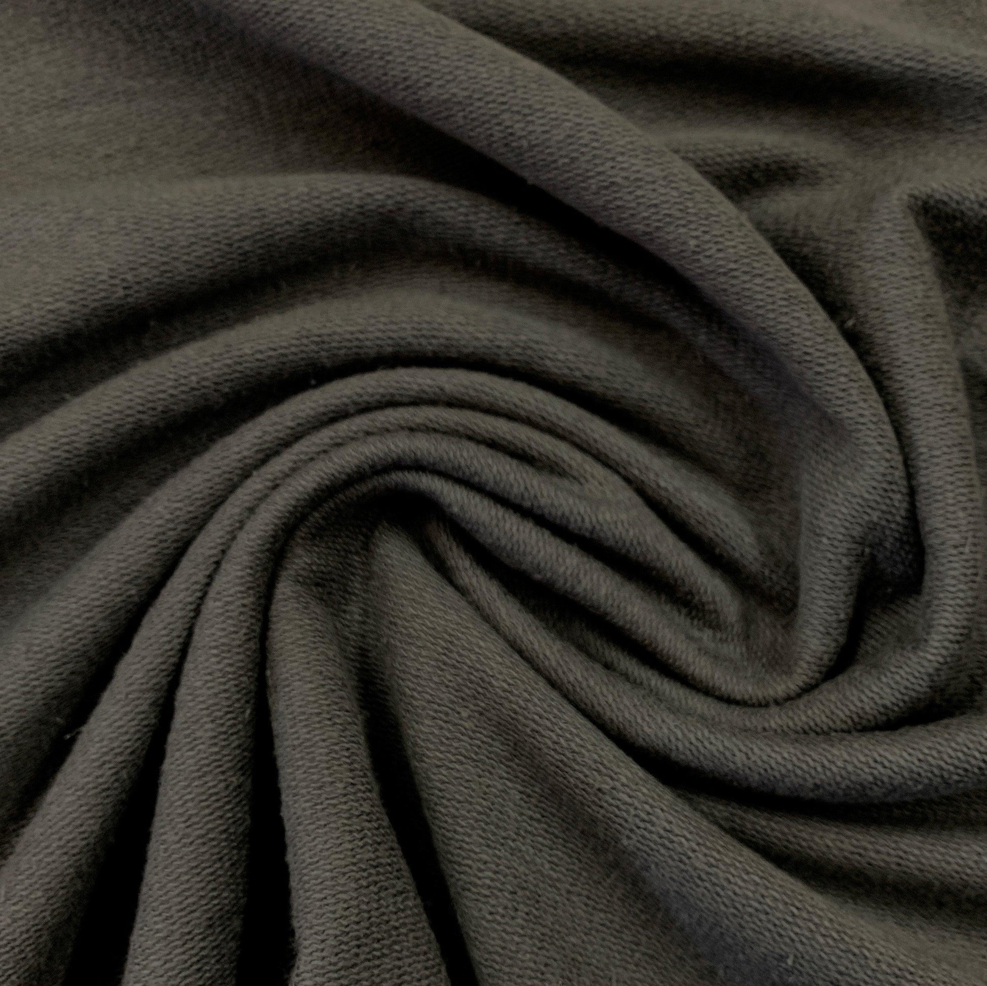 Graphite Medium Weight Organic Cotton French Terry Fabric - Grown in the USA