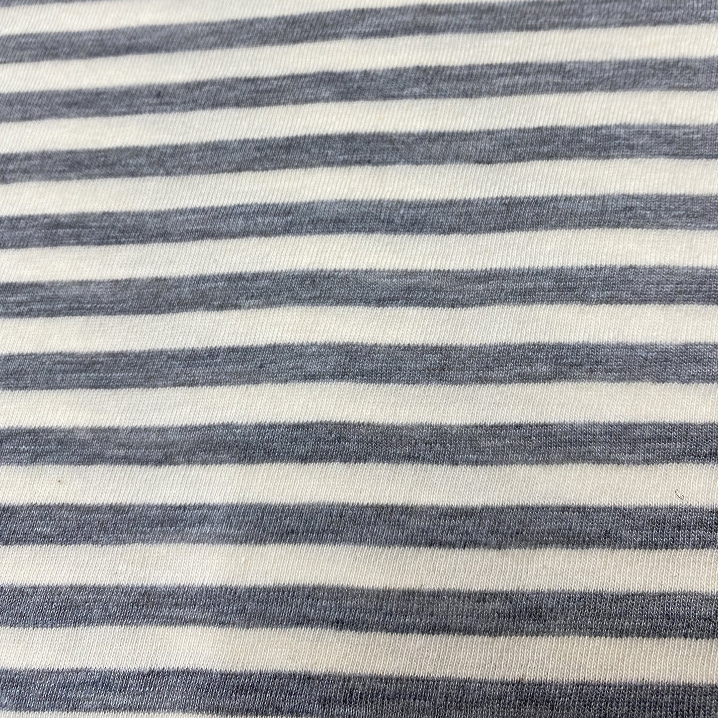 Gray and Natural Stripes on Organic Cotton/Spandex Jersey Fabric - Nature's Fabrics