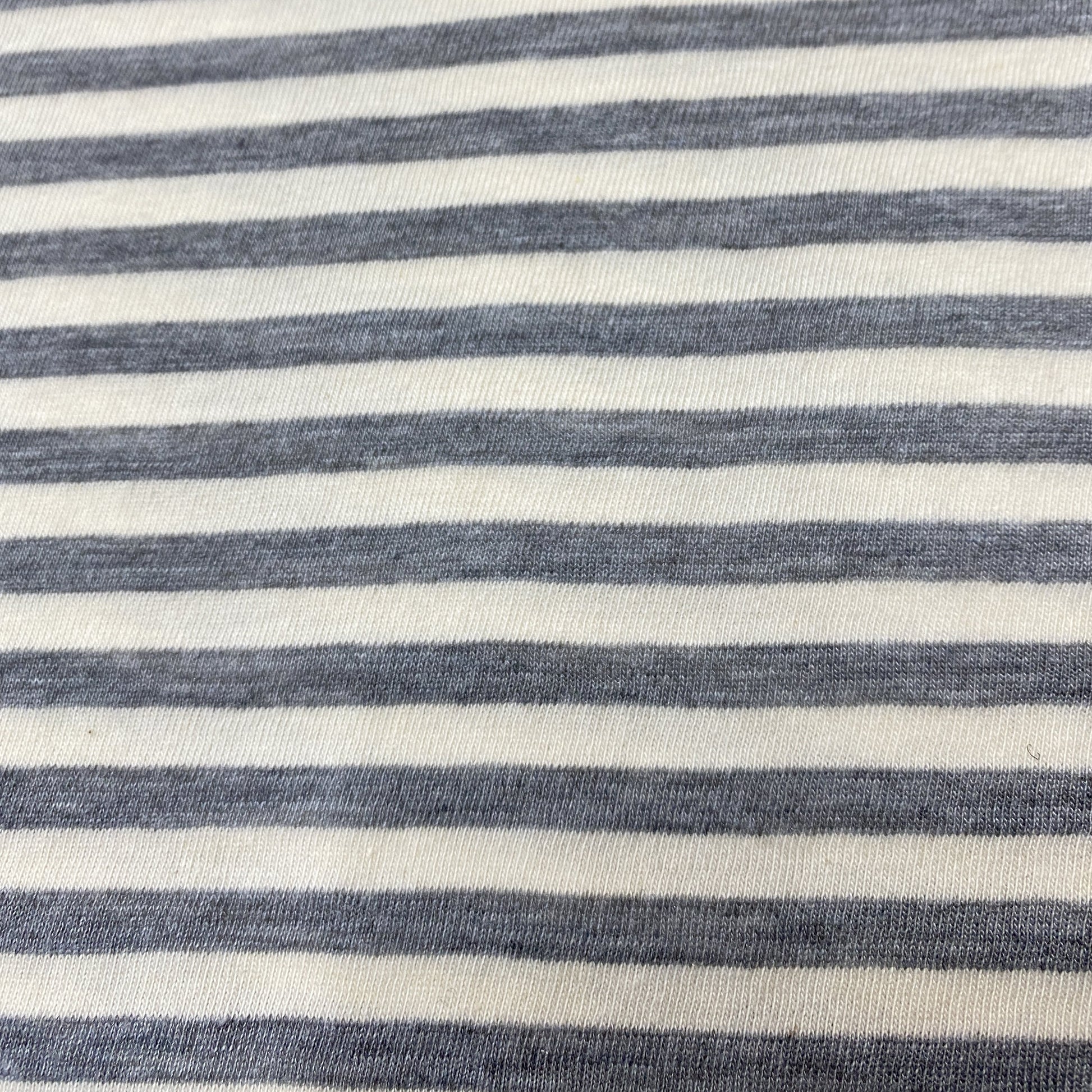 Gray and Natural Stripes on Organic Cotton/Spandex Jersey Fabric - Nature's Fabrics