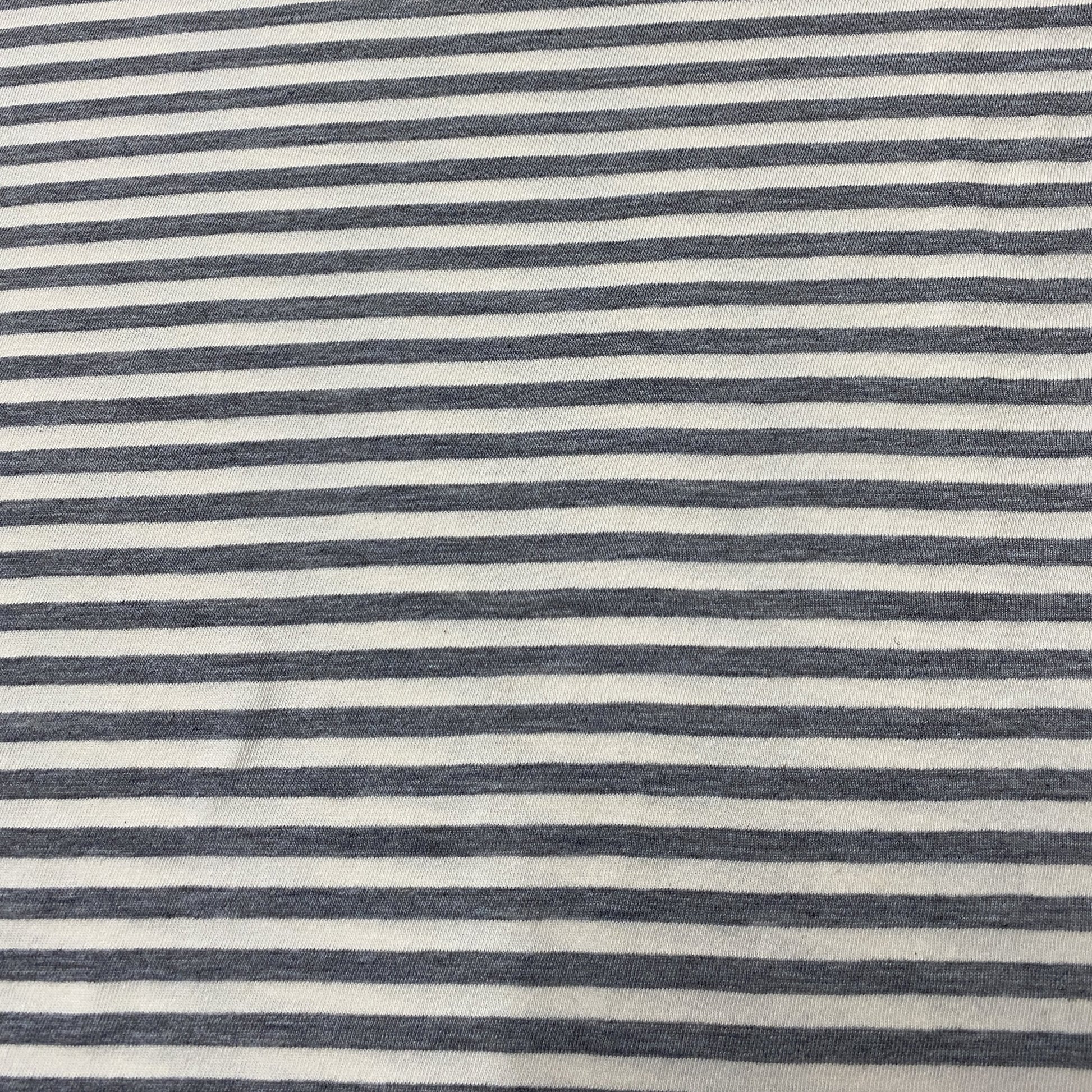 Gray and Natural Stripes on Organic Cotton/Spandex Jersey Fabric - Nature's Fabrics