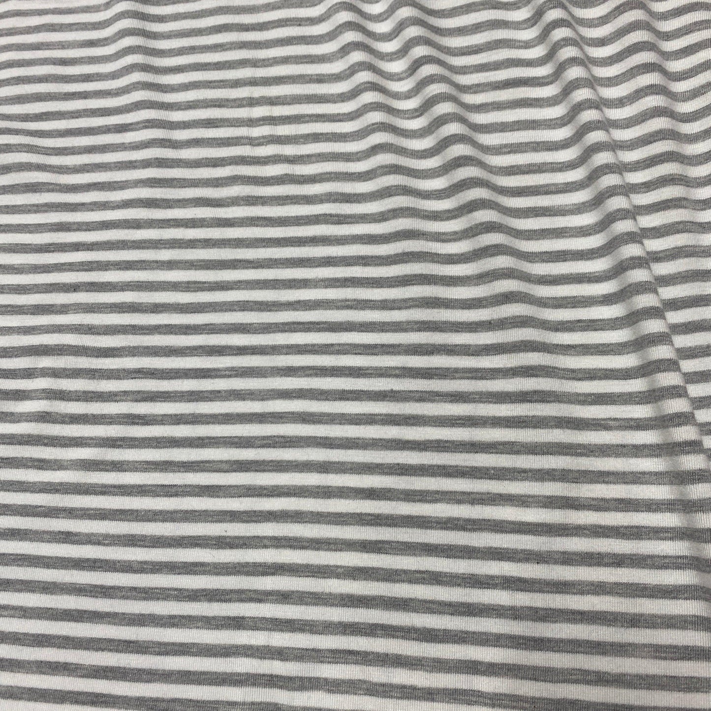 Gray Heather and White 4mm Stripes on Bamboo/Spandex Jersey Fabric - Nature's Fabrics