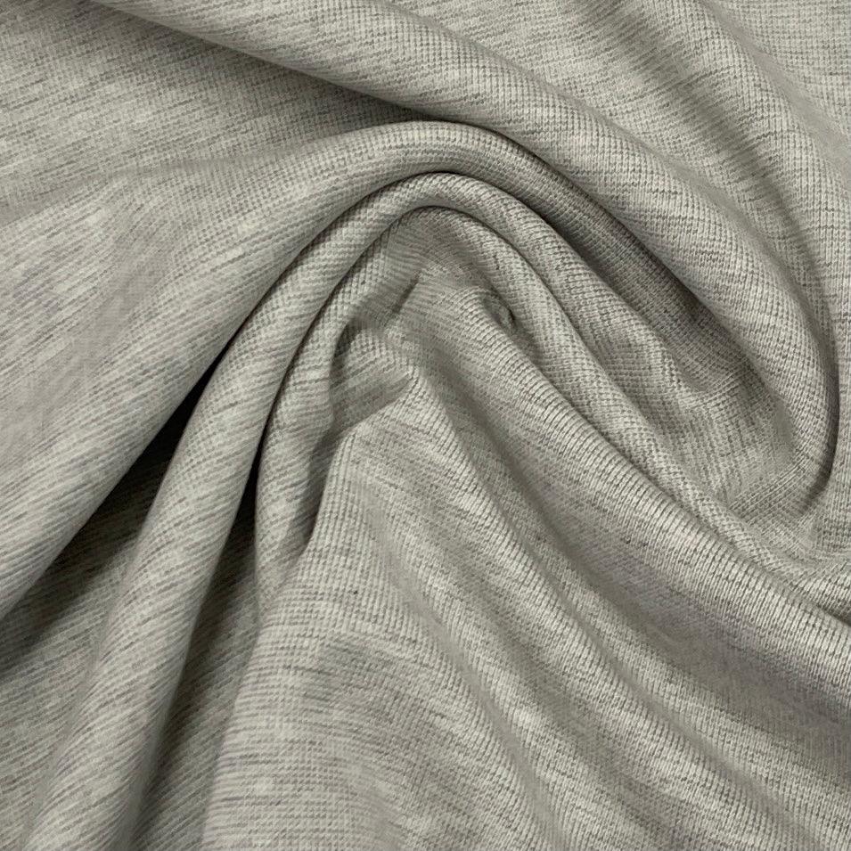 Gray Heather Cotton Rib Knit Fabric - 230 GSM - Nature's Fabrics