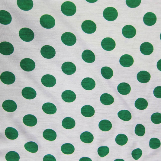 3/4" Green Dots on White Cotton Jersey